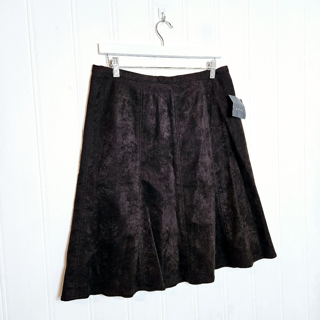 Liz Claiborne Brown Faux Suede A-Line Skirt Nwt Womebs Size 10 Lined Fall